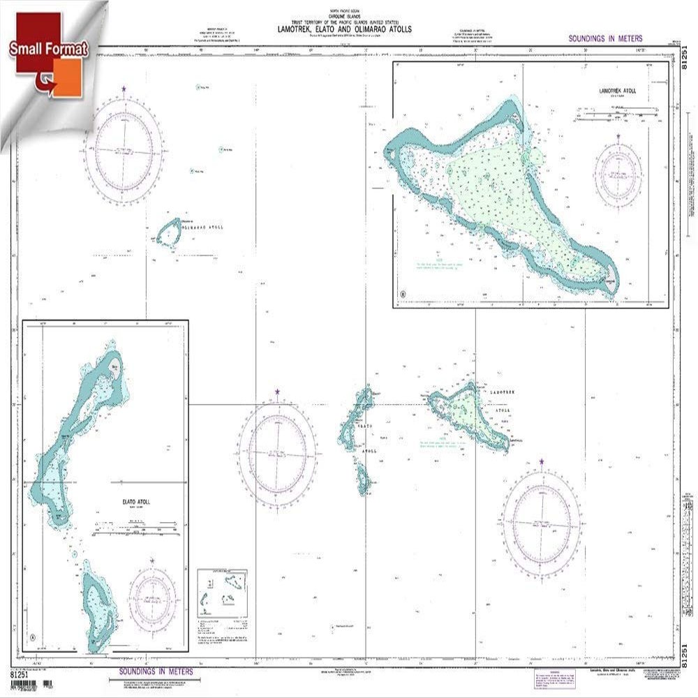 Paradise Cay Publications NGA Chart 81251: Lamotrekelato and Olimarao Atolls [Caro, Approx. Size 21" x 29" (Small Format Waterproof)