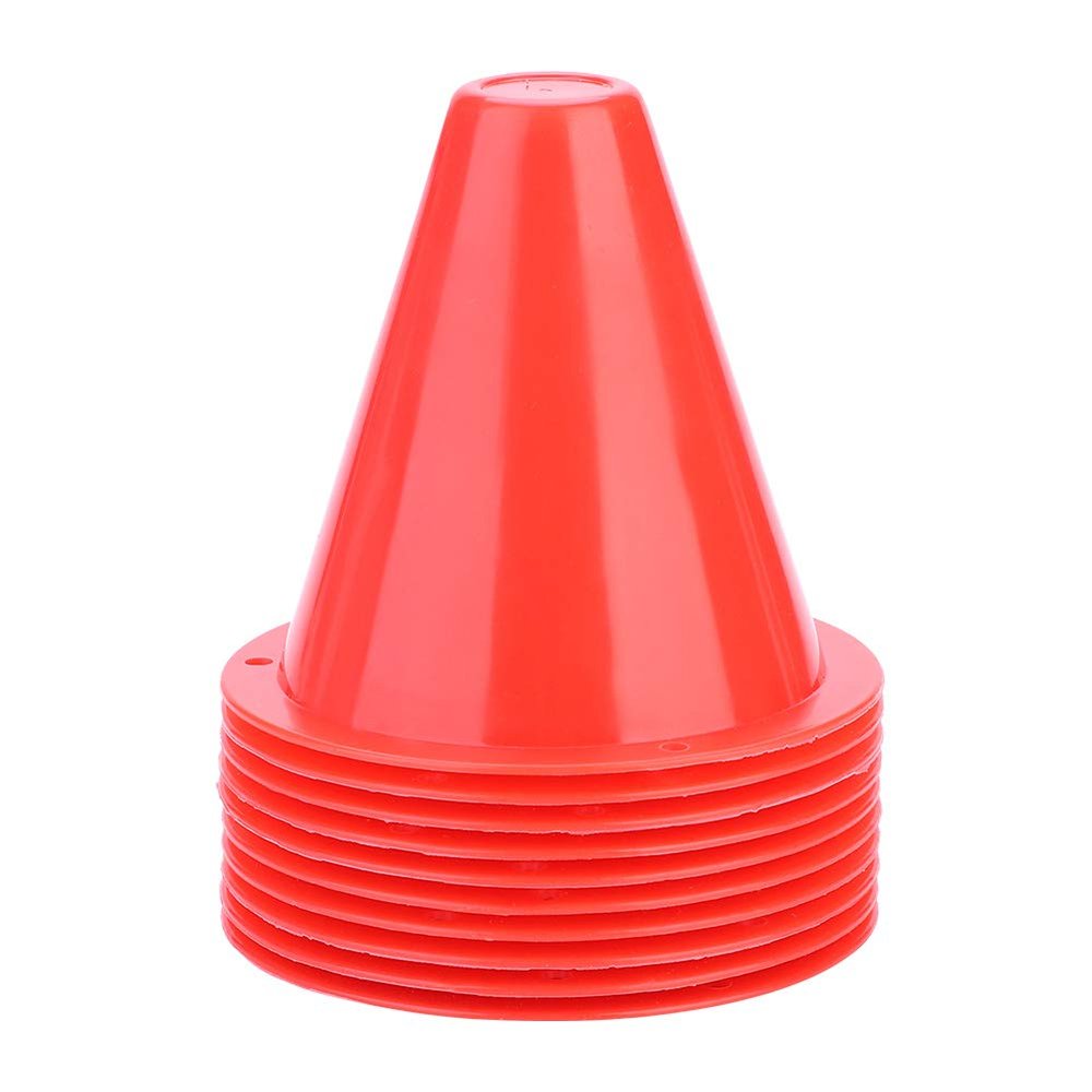 Health Gear Training Traffic Cones 3in, 10Pcs Football Training Cones, Soccer Training Holder Marker for Outdoor Activity Football Soccer Training (Red)