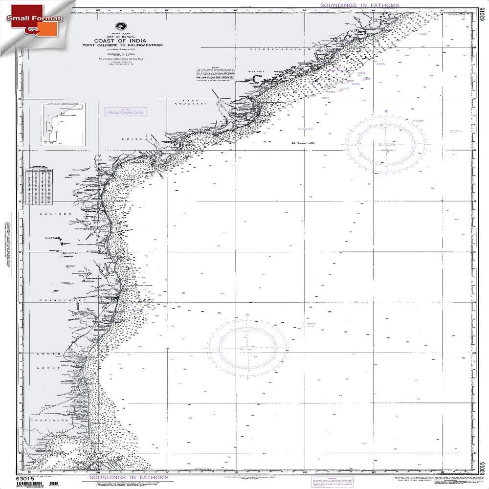 Paradise Cay Publications NGA Chart 63015: Calimere Point to Kalingapatam [Indian O, Approx. Size 21" x 29" (Small Format Waterproof)