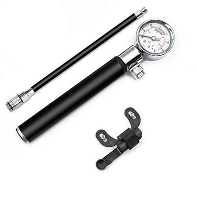 tegongse Mountain Bike Shock Pump with Gauge, 300 Psi - High Pressure Meter Bicycle Air Supply Inflator