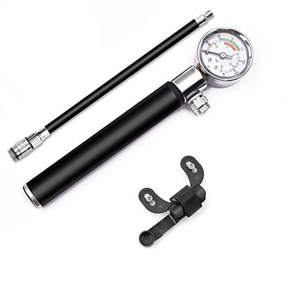 tegongse Mountain Bike Shock Pump with Gauge, 300 Psi - High Pressure Meter Bicycle Air Supply Inflator