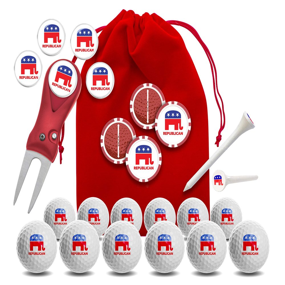 Clip Wipes Republican Golf Balls | Republican Golf Gifts & Accessories Package #7 (Republican-White)