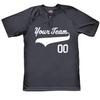 Custom Baseball Jersey 2 Button Solid Color with Logo| Charcoal | Youth Med view 2