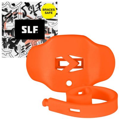 SLEEFS Football Mouth Guard - Adult/Youth Mouthguard with Strap - Lip/Teeth Protector Mouthpiece - No Boil - for Youth/Adults, Maximum Air Flow, for All Sports - Orange