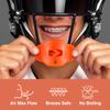 SLEEFS Football Mouth Guard - Adult/Youth Mouthguard with Strap - Lip/Teeth Protector Mouthpiece - No Boil - for Youth/Adults, Maximum Air Flow, for All Sports - Orange view 2