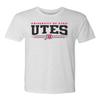 CornBorn Utah Utes Apparel Men - Premium Tri-Blend Arch Utes 3 Stripe Logo - Heather White - Small view 1