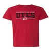CornBorn Utah Utes Mens Tshirt - Premium Tri-Blend Arch Utes 3 Stripe Logo - Red - Large view 1