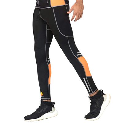 SaunaTek Men's Sauna Sweat Suit Leggings for Exercise and Heat Training, Neoprene, Large Black/Orange