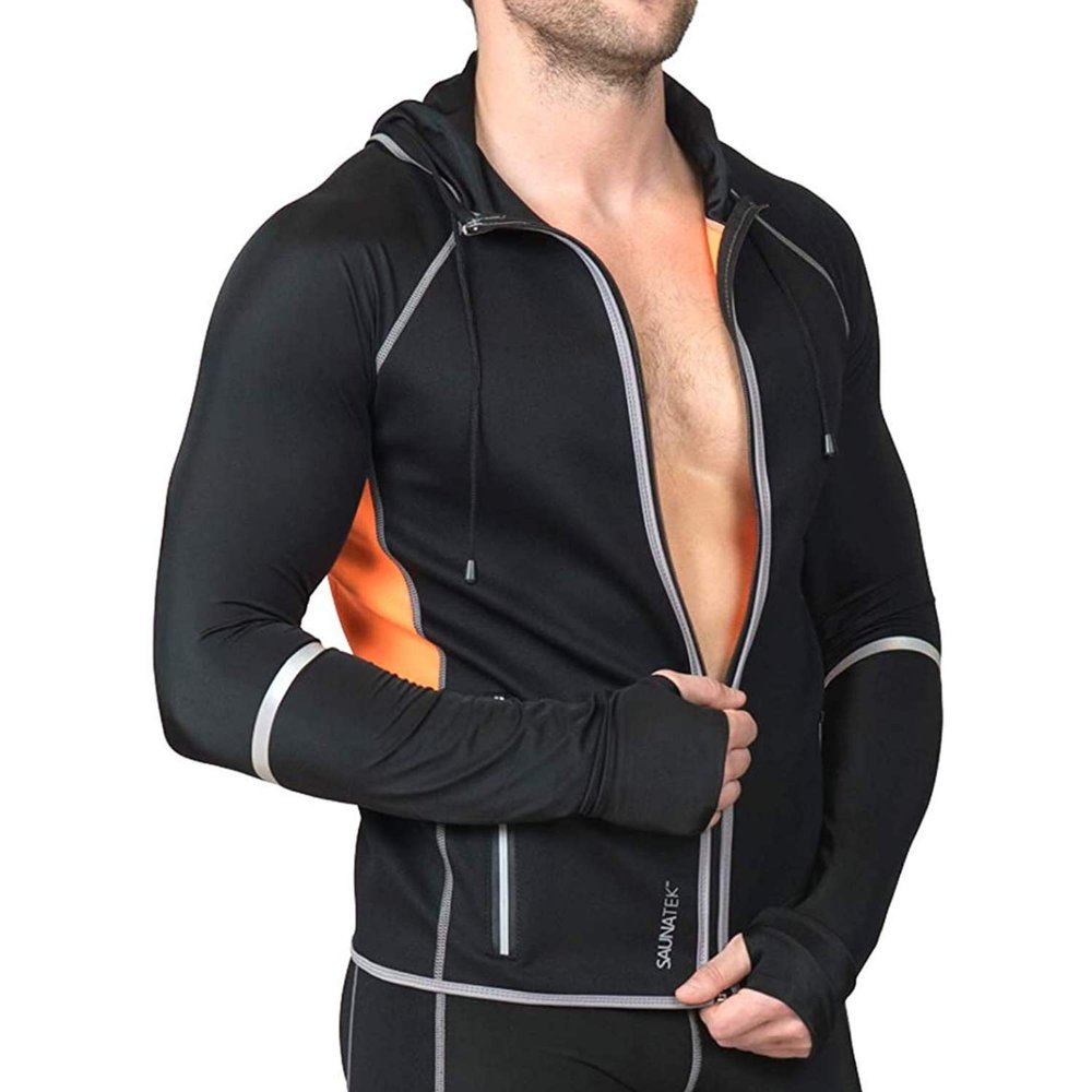 SaunaTek Men's Sauna Hooded Jacket Sweat Suit for Exercise and Heat Training, Neoprene, XX-Large