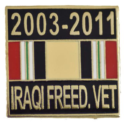 03-11 Iraq LAPEL PIN OR HAT PIN - Size 1" - VETERAN OWNED BUSINESS