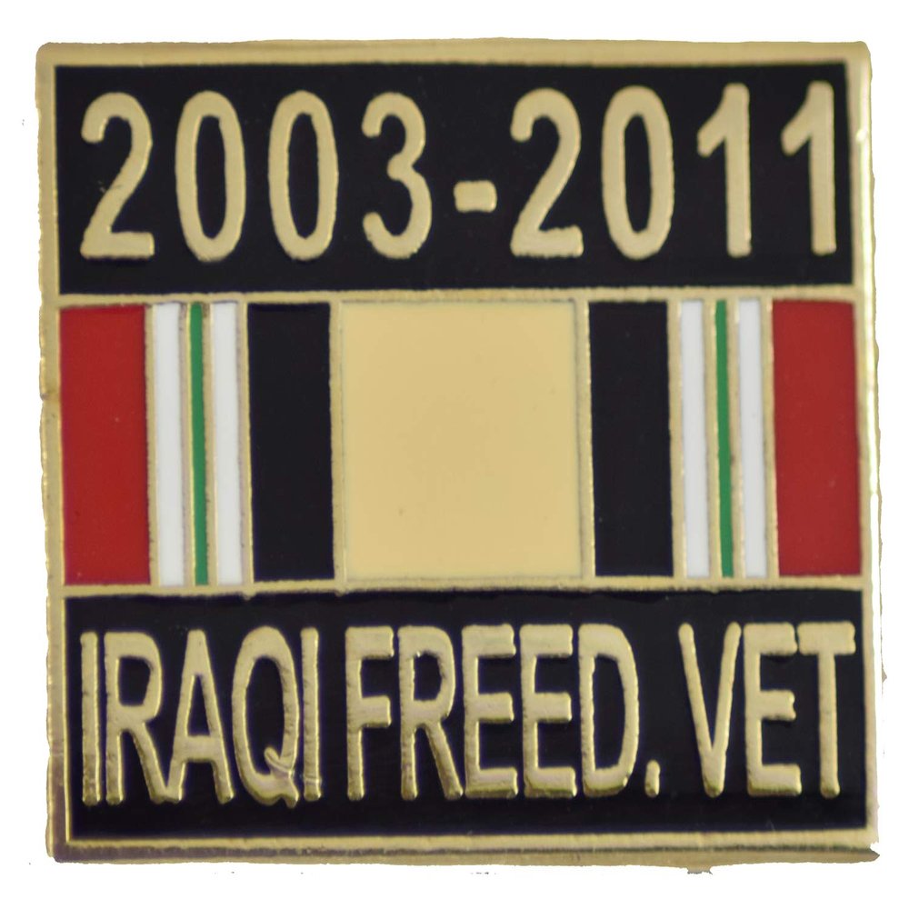 03-11 Iraq LAPEL PIN OR HAT PIN - Size 1" - VETERAN OWNED BUSINESS