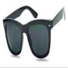 ShadyVEU Super Dark Lens Round Sunglasses Retro Thick Border Frame Spring Hinge UV Protection Migraine Shades (Glossy Black) view 2