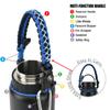 QeeCord Paracord Handle Compatible with Hydro Flask 2.0 Wide Mouth Water Bottle Carrier with New Ring and Carabiner, 12oz, 16oz,18oz, 32oz, 40oz, 64oz (64 oz Wide Mouth, Blue) view 3