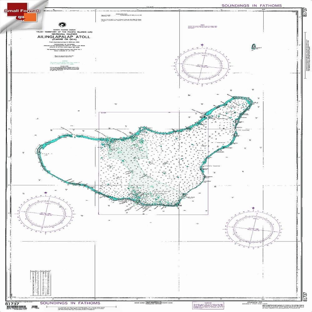 Paradise Cay Publications NGA Chart 81737: Ailinglapalap Atoll [Marshall Islands], Approx. Size 21" x 32" (Small Format Waterproof)