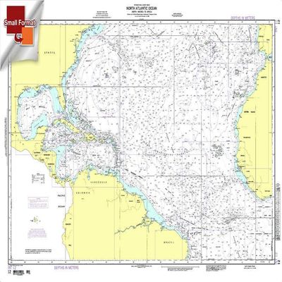 Paradise Cay Publications NGA Chart 12: North Atlantic Ocean-N Am to Africa, Approx. Size 21" x 33" (Small Format Waterproof)