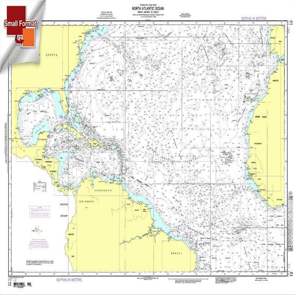 Paradise Cay Publications NGA Chart 12: North Atlantic Ocean-N Am to Africa, Approx. Size 21" x 33" (Small Format Waterproof)