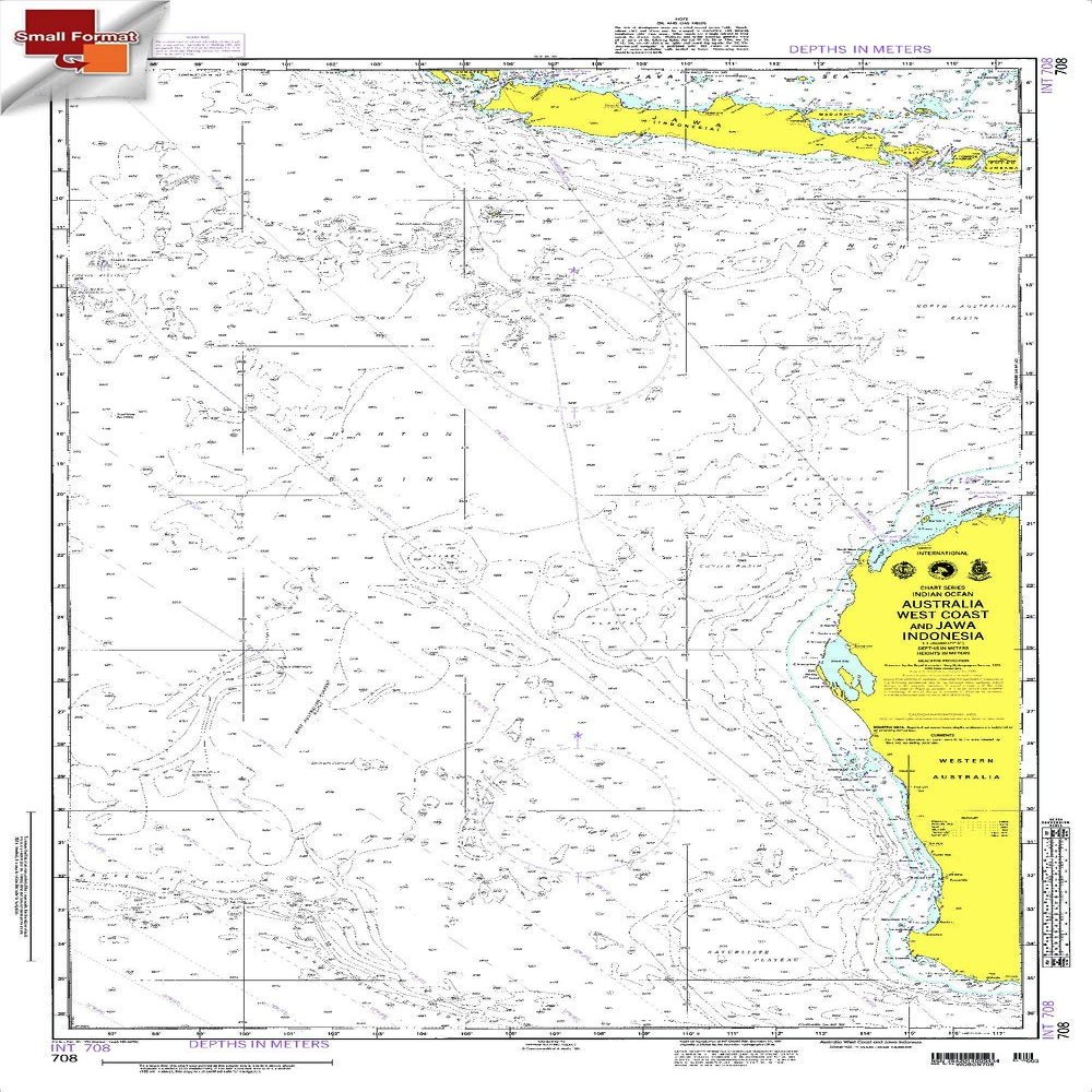 Paradise Cay Publications NGA Chart 708: Australia West Coast and Jawa Indonesia, Approx. Size 21" x 32" (Small Format Waterproof)