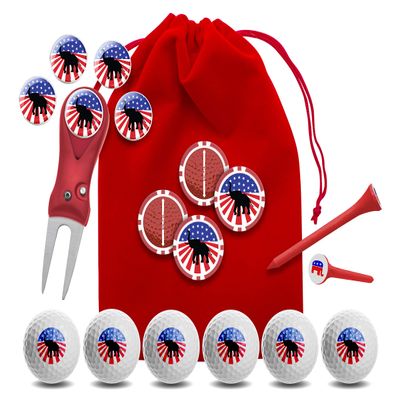 Clip Wipes Republican Golf Balls | Republican Golf Gifts & Accessories Package #4 (Round-Red)