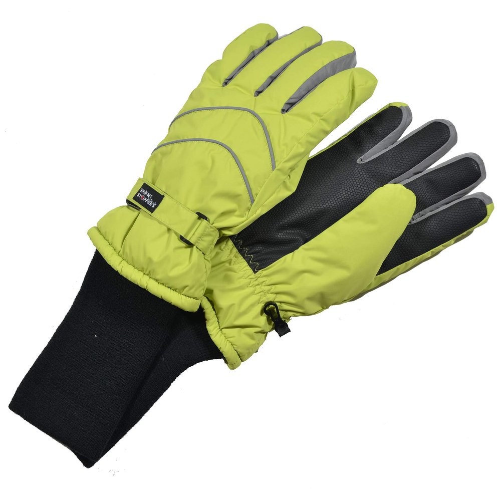 SnowStoppers Kid's Waterproof Long Cuff Winter Gloves (Lime, Small)