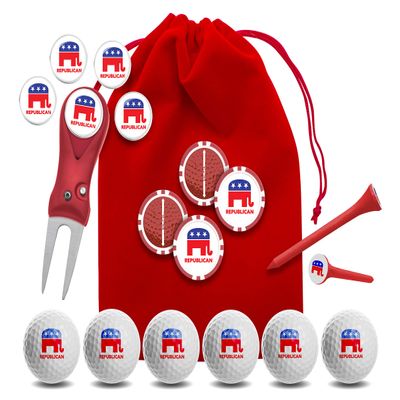 Clip Wipes Republican Golf Balls | Republican Golf Gifts & Accessories Package #4 (Republican-Red)