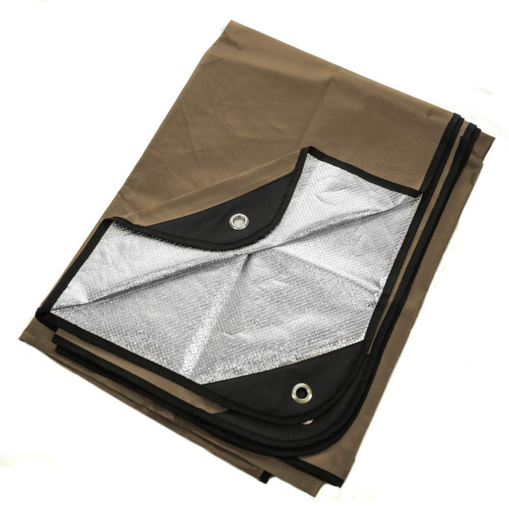 Arcturus Insulated Tarp, Reusable Heavy Duty Thermal Survival Blanket  60x82in, Reflects 90% Body Heat, Waterproof, Windproof, 3-Layer Design, Reinforced Grommets, Coyote Brown