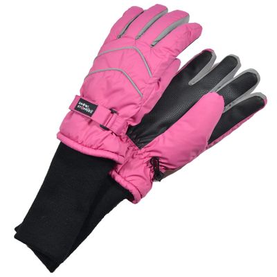 SnowStoppers Kid's Waterproof Long Cuff Winter Gloves (Fuchsia, Medium)
