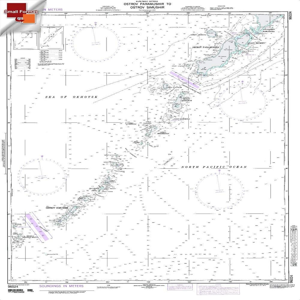 Paradise Cay Publications NGA Chart 96024: Ostrov Paramushir to Ostrov Simushir, Approx. Size 21" x 27" (Small Format Waterproof)