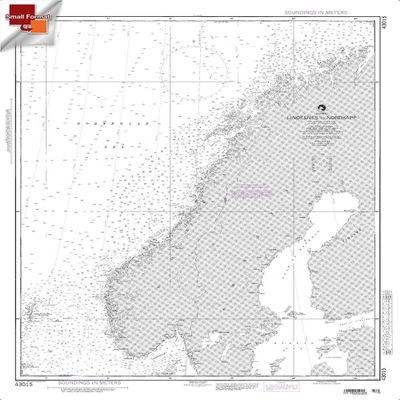 Paradise Cay Publications NGA Chart 43015: Norway Lindesnes to Nordkapp, Approx. Size 21" x 27" (Small Format Waterproof)