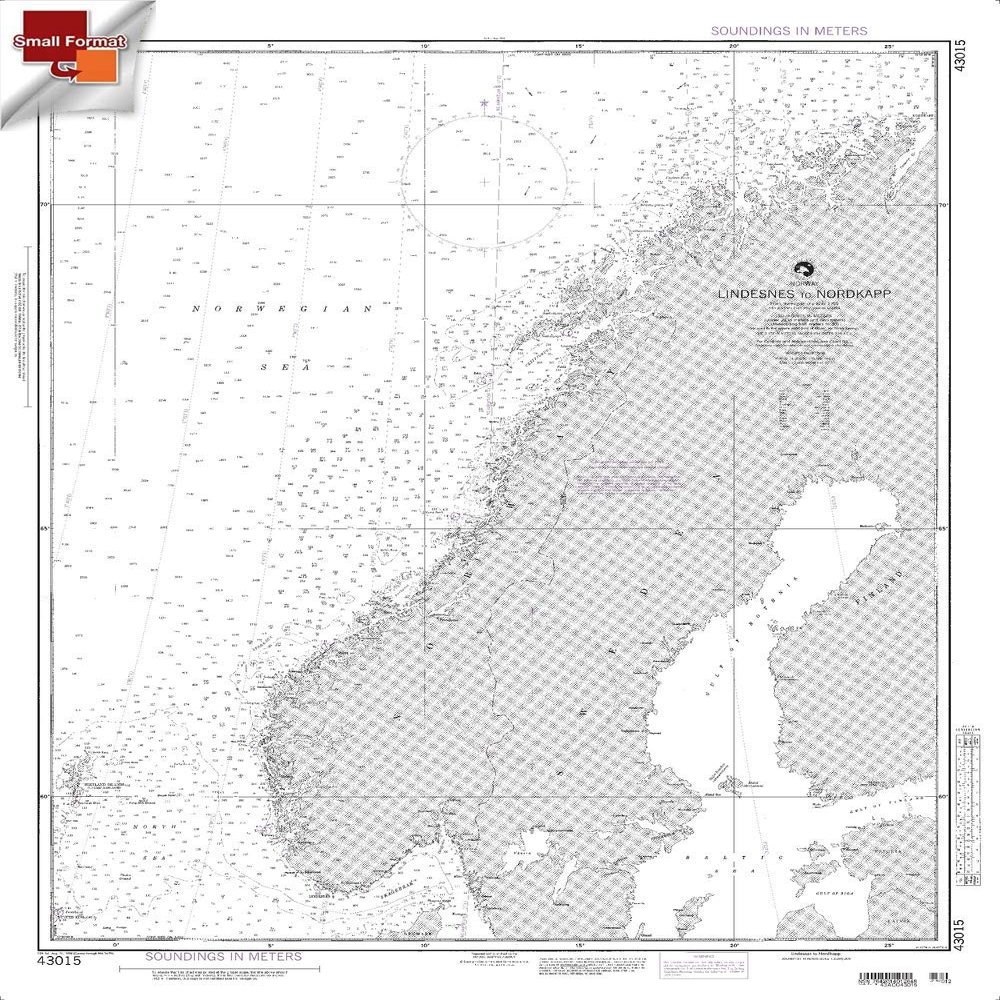 Paradise Cay Publications NGA Chart 43015: Norway Lindesnes to Nordkapp, Approx. Size 21" x 27" (Small Format Waterproof)