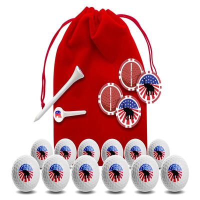 Clip Wipes Republican Golf Balls | Republican Golf Gifts & Accessories Package #5 (Round-White)