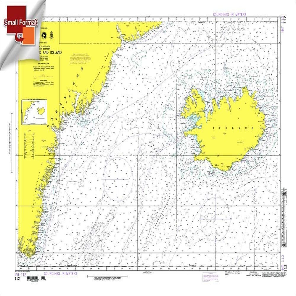 Paradise Cay Publications NGA Chart 112: Waters Betw. Greenland and Iceland, Approx. Size 21" x 31" (Small Format Waterproof)