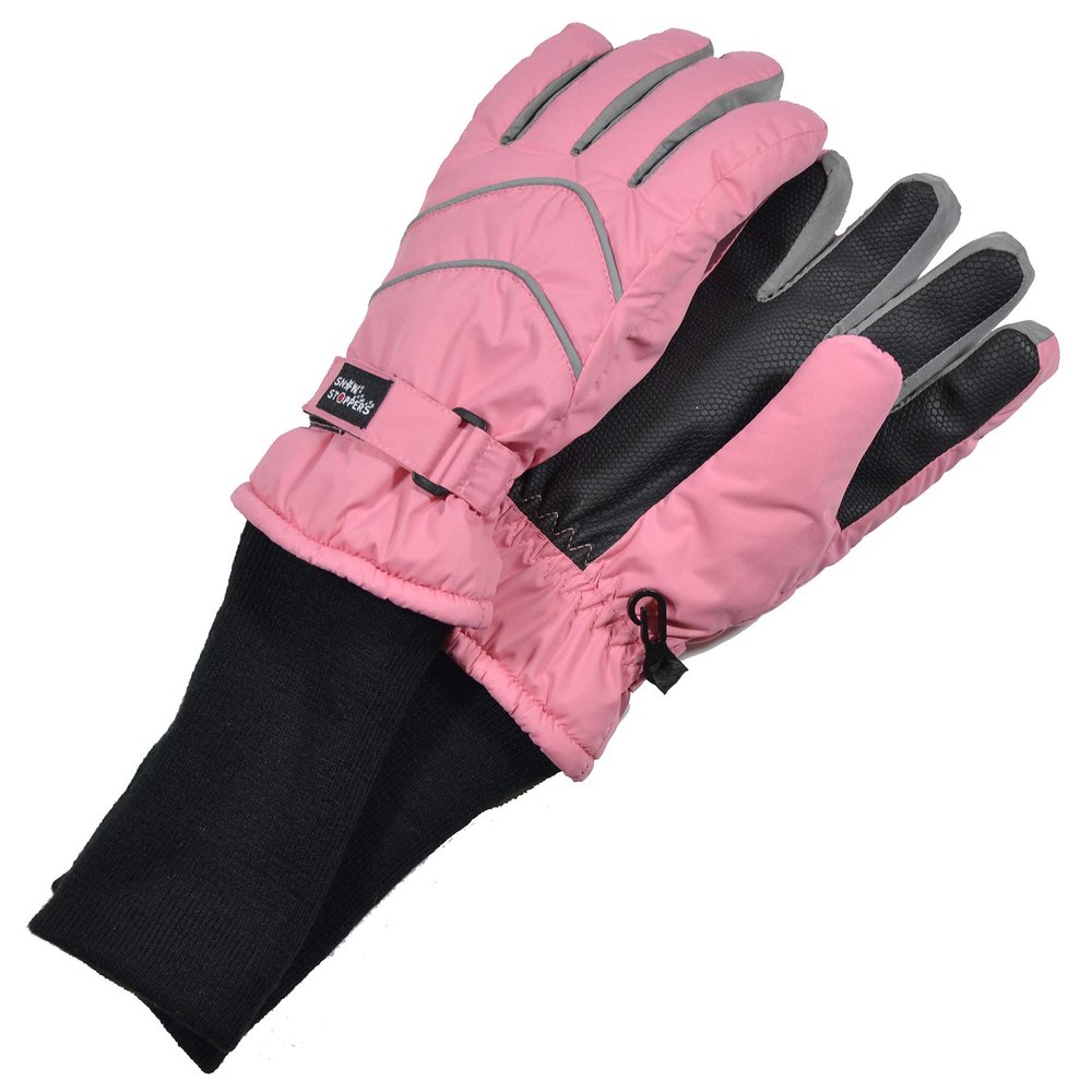 SnowStoppers Kid's Waterproof Long Cuff Winter Gloves (Pink, Medium)
