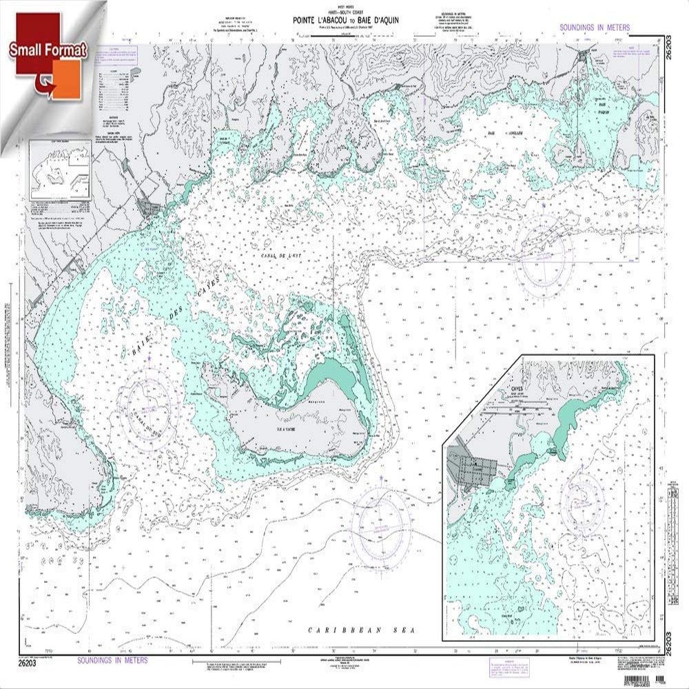 Paradise Cay Publications NGA Chart 26203: Point L'Abacou to Baie D'Aquin, Approx. Size 21" x 29" (Small Format Waterproof)