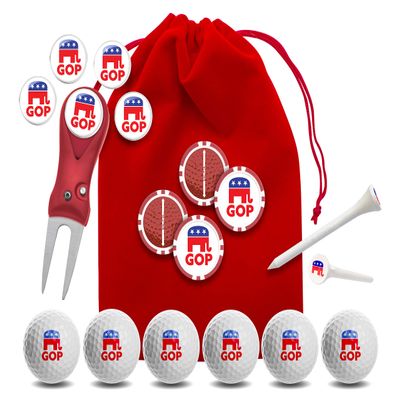 Clip Wipes Republican Golf Balls | Republican Golf Gifts & Accessories Package #4 (GOP-White)