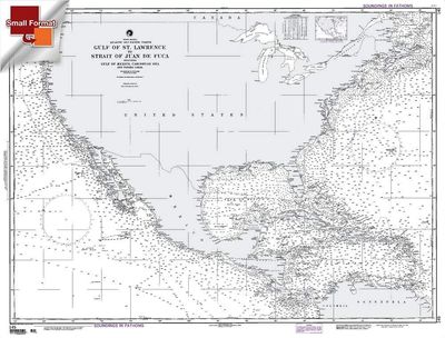 Paradise Cay Publications NGA Chart 145: Gulf of St Lawrence to Str of Juan de Fuca, Approx. Size 21" x 28" (Small Format Waterproof)