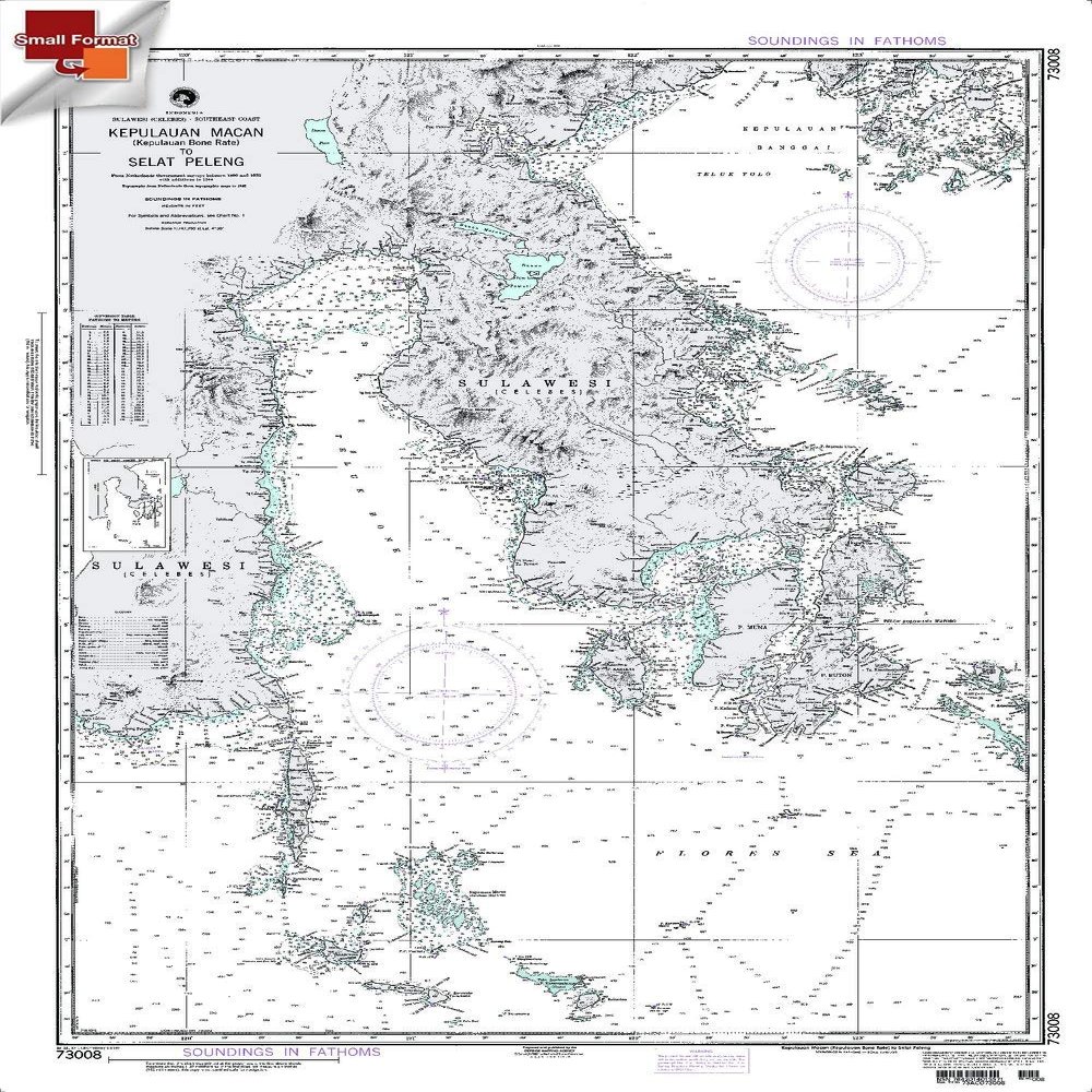 Paradise Cay Publications NGA Chart 73008: Kepulauan Bone Rate to Selat Peleng, Approx. Size 21" x 32" (Small Format Waterproof)