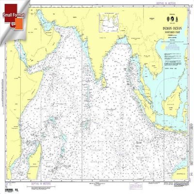 Paradise Cay Publications NGA Chart 71: Indian Ocean Northern Portion, Approx. Size 21" x 31" (Small Format Waterproof)