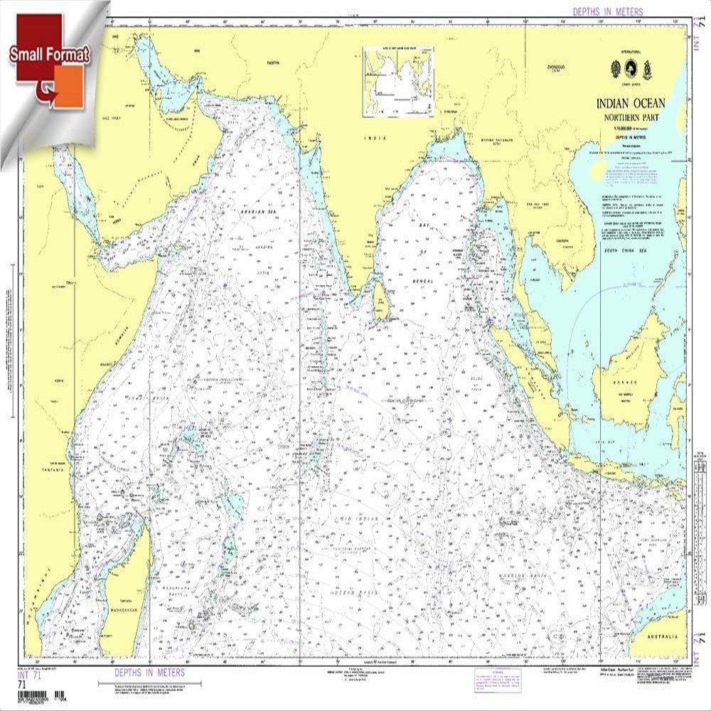 Paradise Cay Publications NGA Chart 71: Indian Ocean Northern Portion, Approx. Size 21" x 31" (Small Format Waterproof)