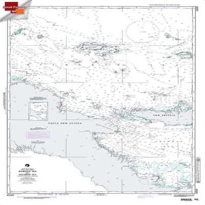 Paradise Cay Publications NGA Chart 82005: Bismarck Sea and Solomon Sea, Approx. Size 21" x 32" (Small Format Waterproof)