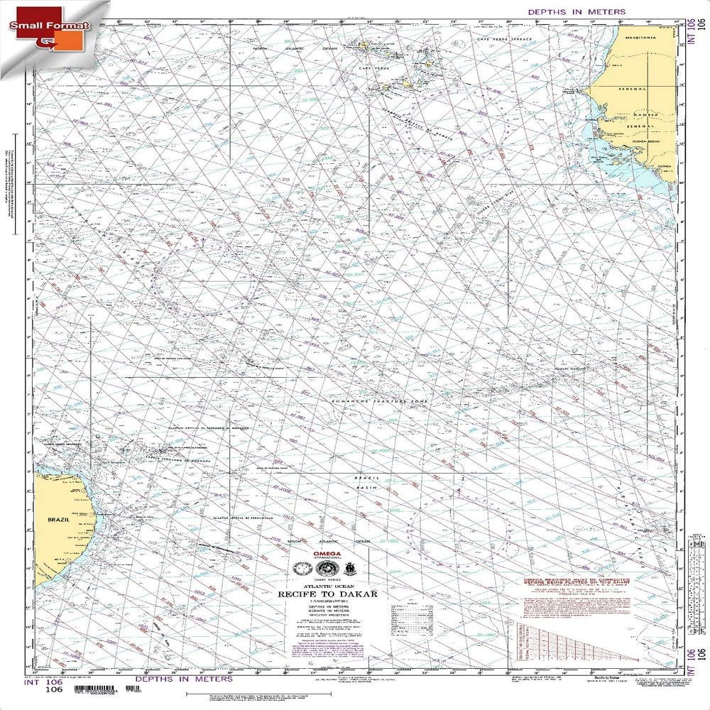 Paradise Cay Publications NGA Chart 106: Recife to Dakar, Approx. Size 21" x 30" (Small Format Waterproof)