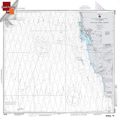 Paradise Cay Publications NGA Chart 18766: San Diego to Islas De Todos Santos, Approx. Size 21" x 25" (Small Format Waterproof)