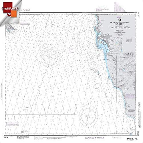 Paradise Cay Publications NGA Chart 18766: San Diego to Islas De Todos Santos, Approx. Size 21" x 25" (Small Format Waterproof)