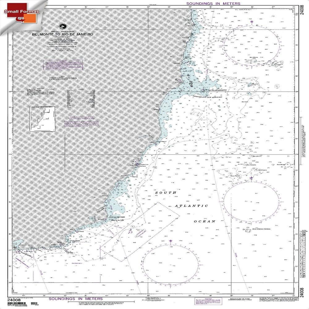 Paradise Cay Publications NGA Chart 24008: Belmonte to Rio De Janeiro, Approx. Size 21" x 29" (Small Format Waterproof)