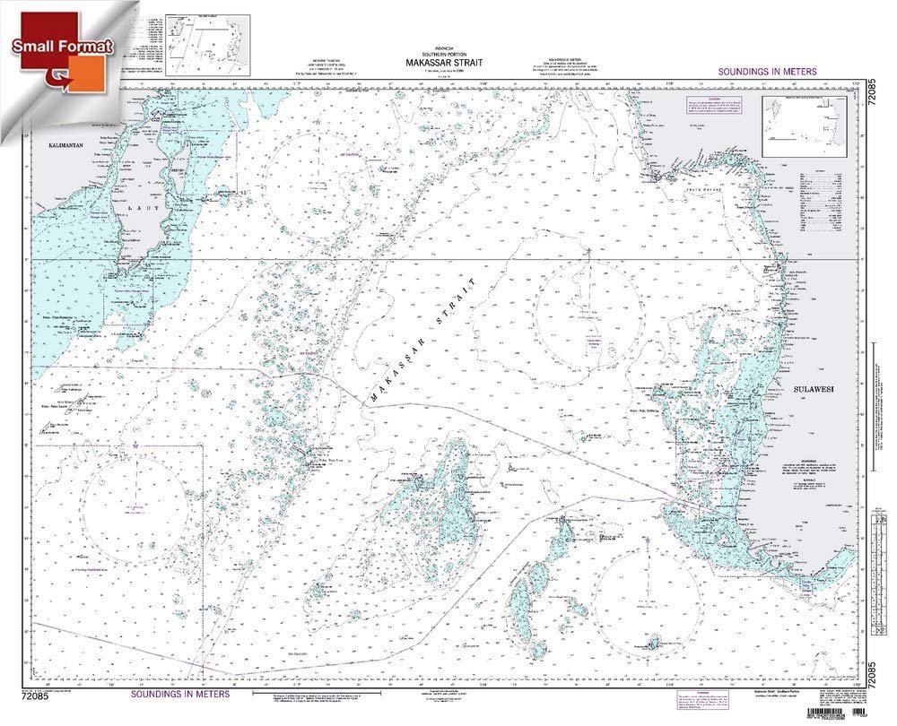 Paradise Cay Publications NGA Chart 72085: Makassar Strait-Southern Portion, Approx. Size 21" x 27" (Small Format Waterproof)