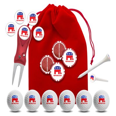 Clip Wipes Republican Golf Balls | Republican Golf Gifts & Accessories Package #4 (Republican-White)