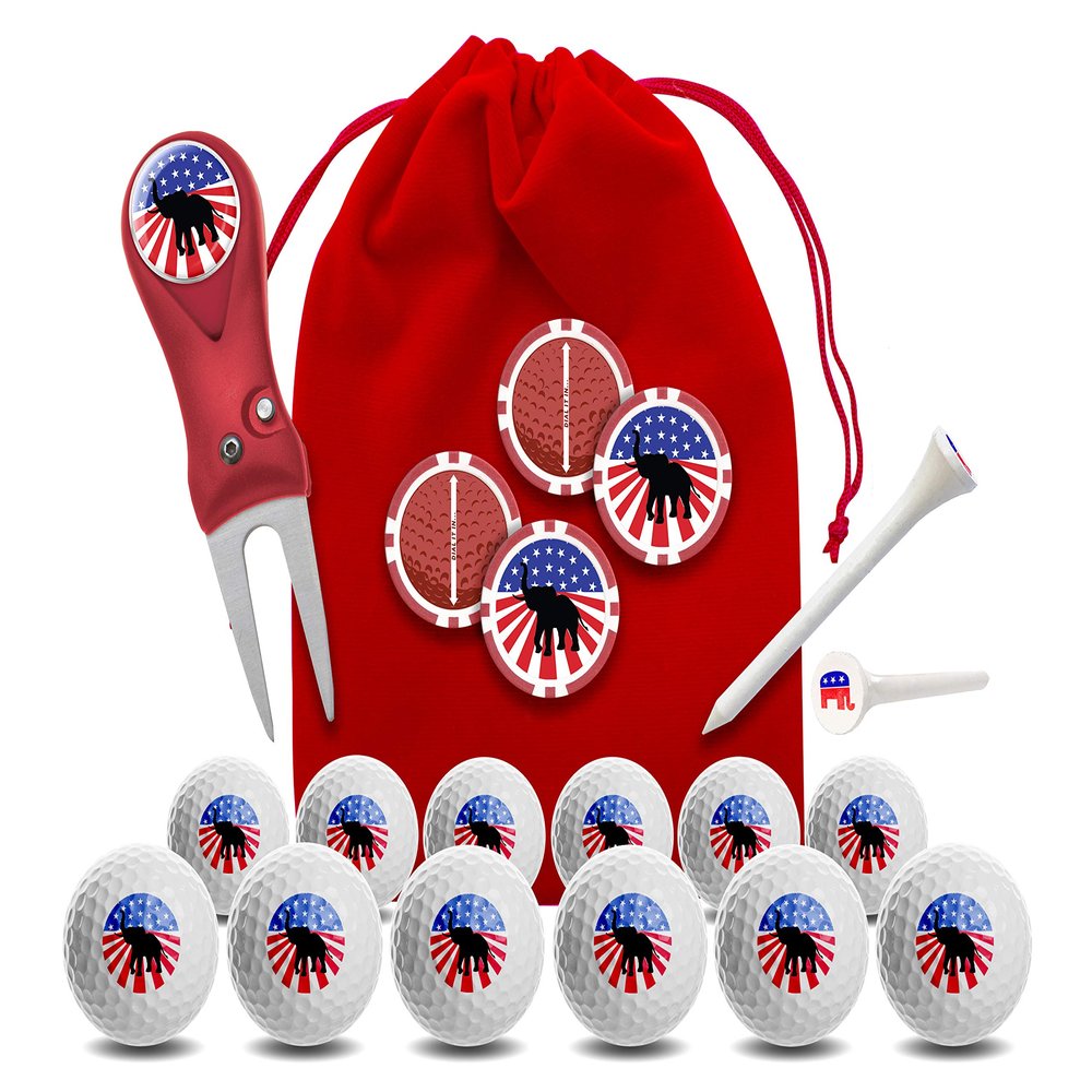 Clip Wipes Republican Golf Balls | Republican Golf Gifts & Accessories Package #6 (Round-White)