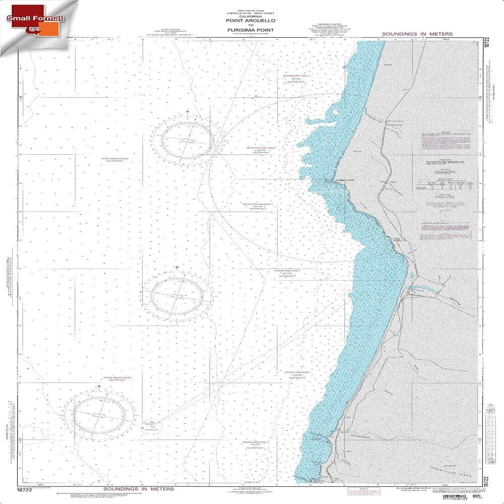 Paradise Cay Publications NGA Chart 18722: Point Arguello to Purisima Point, Approx. Size 21" x 30" (Small Format Waterproof)