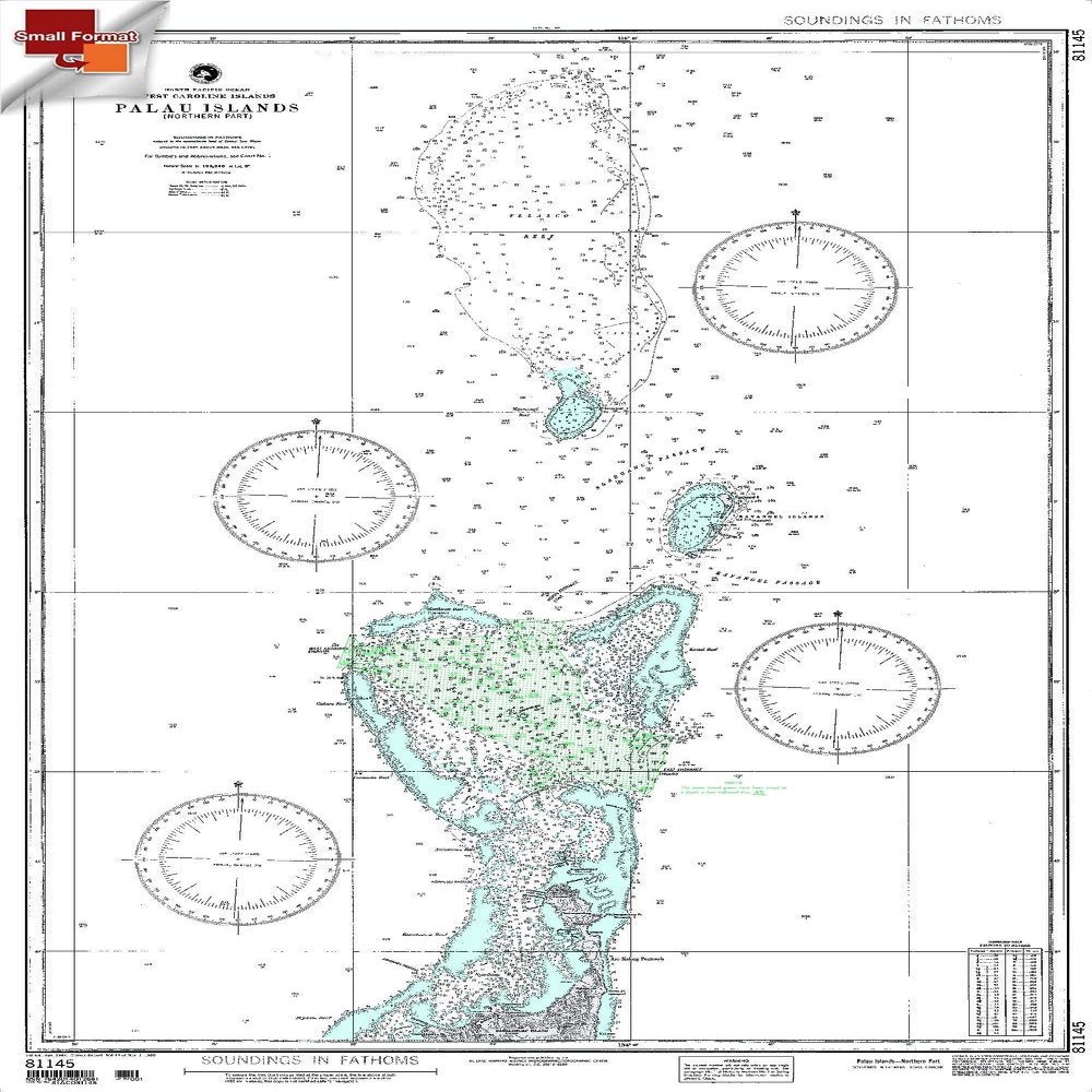 Paradise Cay Publications NGA Chart 81145: Palau is Northern Part [West Caroline is, Approx. Size 21" x 32" (Small Format Waterproof)