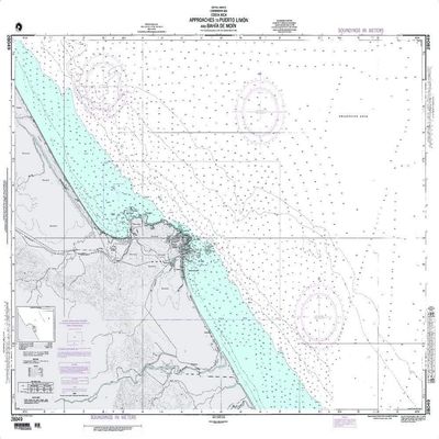 Paradise Cay Publications NGA Chart 28049: Approaches to Puerto Limon and Bahia De, Approx. Size 21" x 29" (Small Format Waterproof)