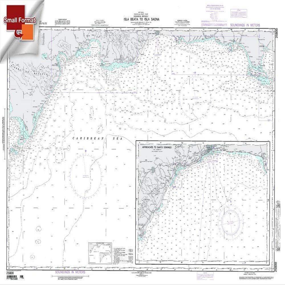 Paradise Cay Publications NGA Chart 25800: IslaBeataTo IslaSaona, Approx. Size 21" x 29" (Small Format Waterproof)